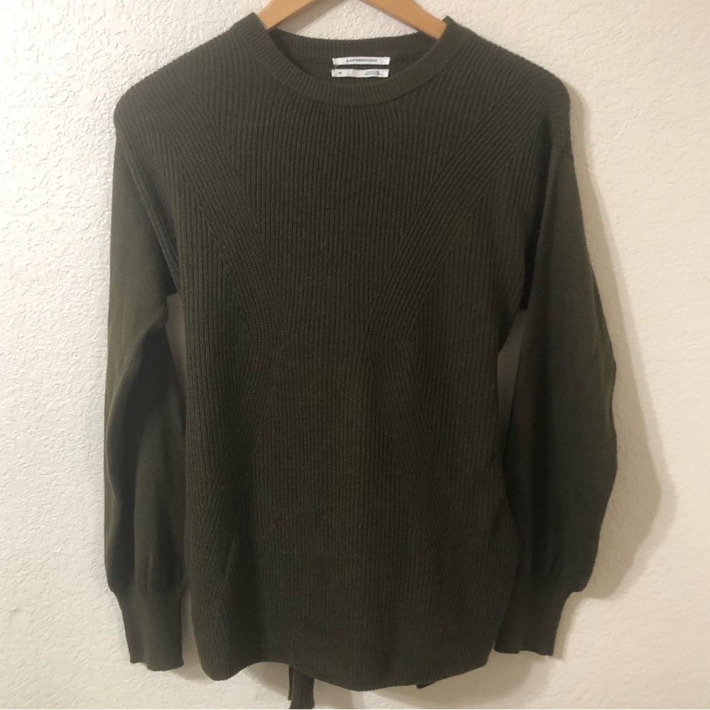 Anthropologie Wrap Front Sweater in Dark Sage Green - Size XS